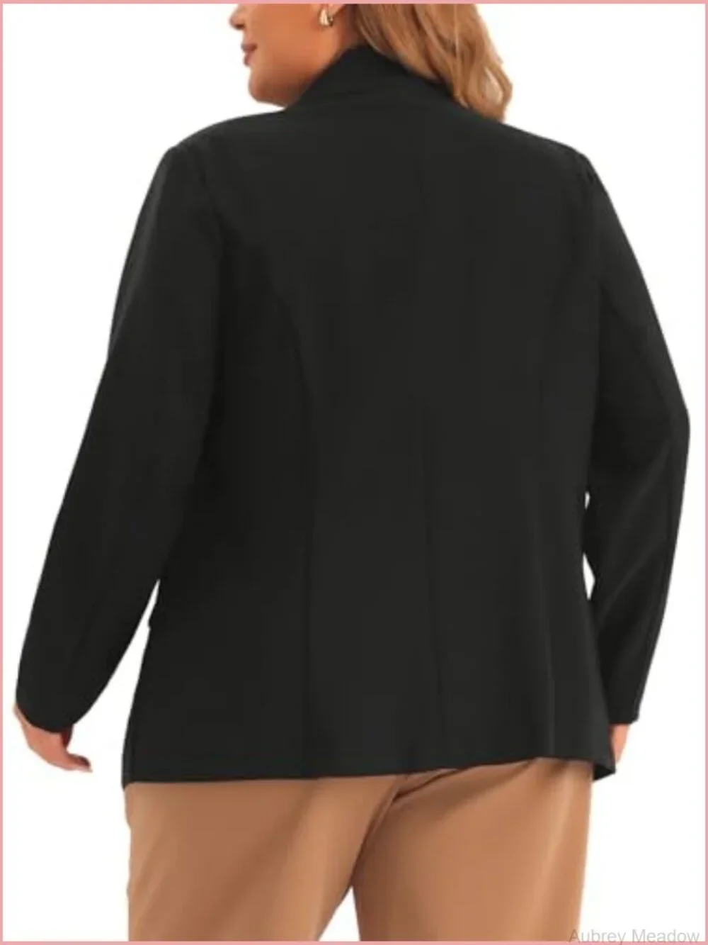 Plus Size Business Blazer Notch Collar Single Button Long Sleeve Office Work